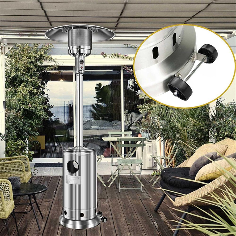 Universal Patio Heater Wheel Kit - Stainless Steel Silver Bracket + Black Wheels, Gas Heater Wheels Replacement, Easy to Move