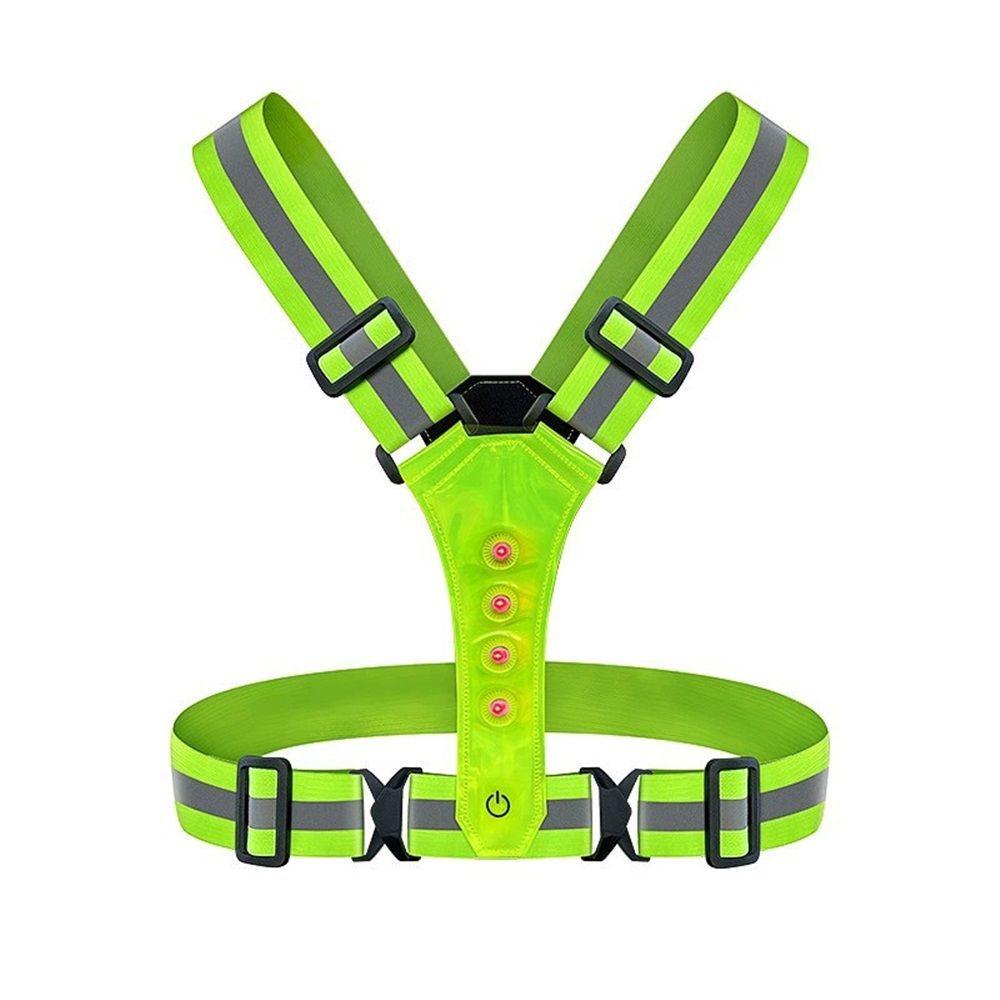 LED Reflective Vest with Chest Light , Visibility Rechargeable Light Up Running Vest Night Safety Running Gear for Dog Walking, Cycling, Adjustable for Men Women Kids