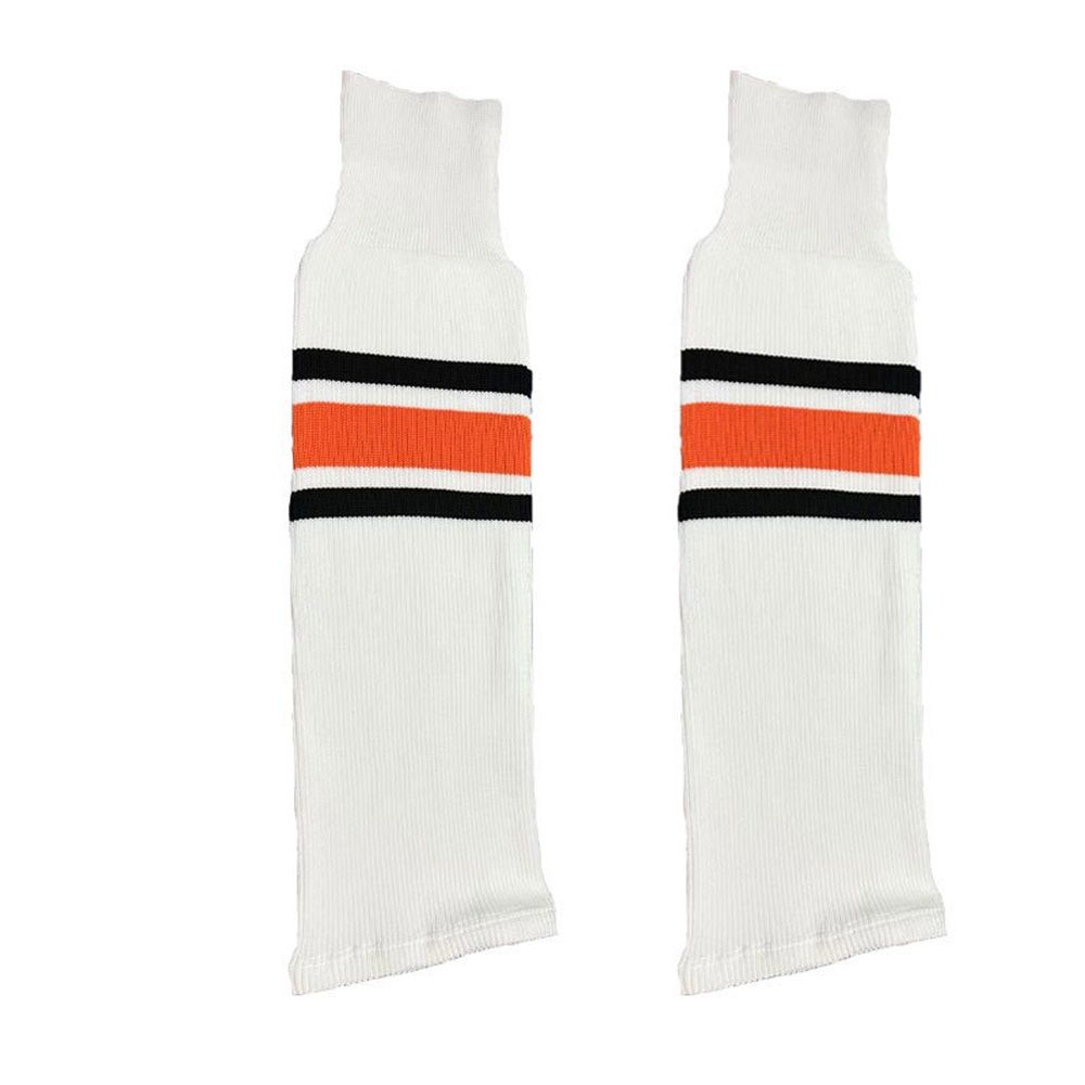 Series Multiple Colors Knit Hockey Socks Junior To Senior（L-XL） Men's Knee High Tube Socks WHITE HOCKEY SOCKS