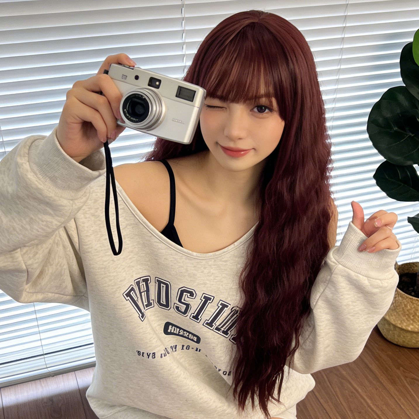 Red Wig With Bangs Long Red Wigs for Women 26 Inches Curly Wavy Hair Natural Looking Heat Resistant Fiber Wig for Girls Halloween Party Use