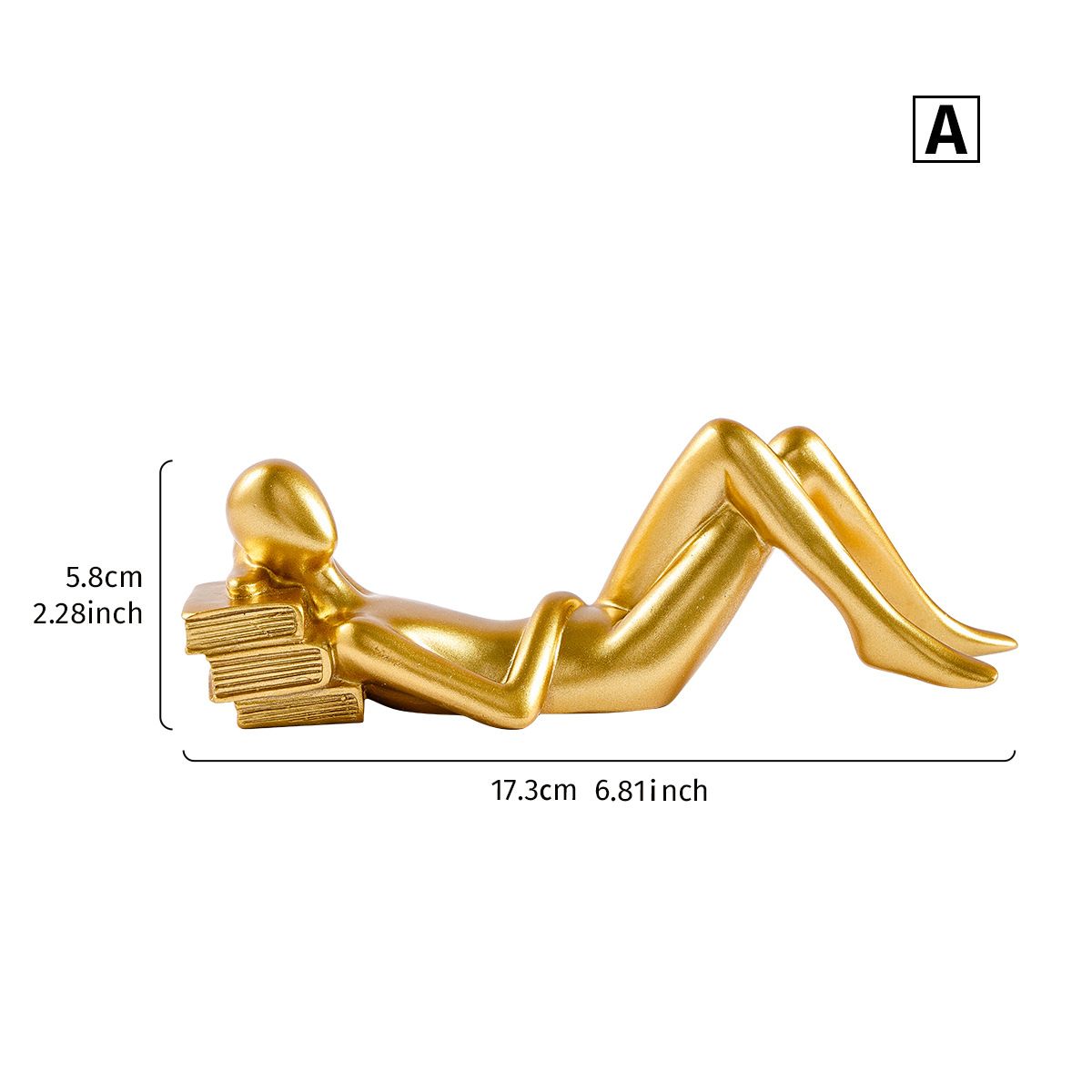 Gold Home Decor Thinker Reading Women Statue for Living Room, Modern Shelf Decor Accent Decorations, Resin Collectible Figurines Display for Office Bedroom Table Desk,Gold