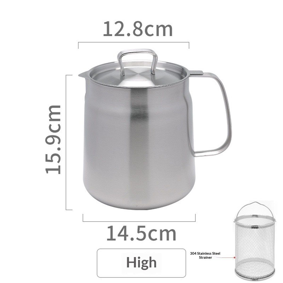 Home Deep Fryer Pot, Japanese Tempura Small Stainless Steel Deep Frying Pot, 304 Stainless Steel with Oil Drip Drainer Rack, Lid, 2L for Kitchen French Fries, Chicken