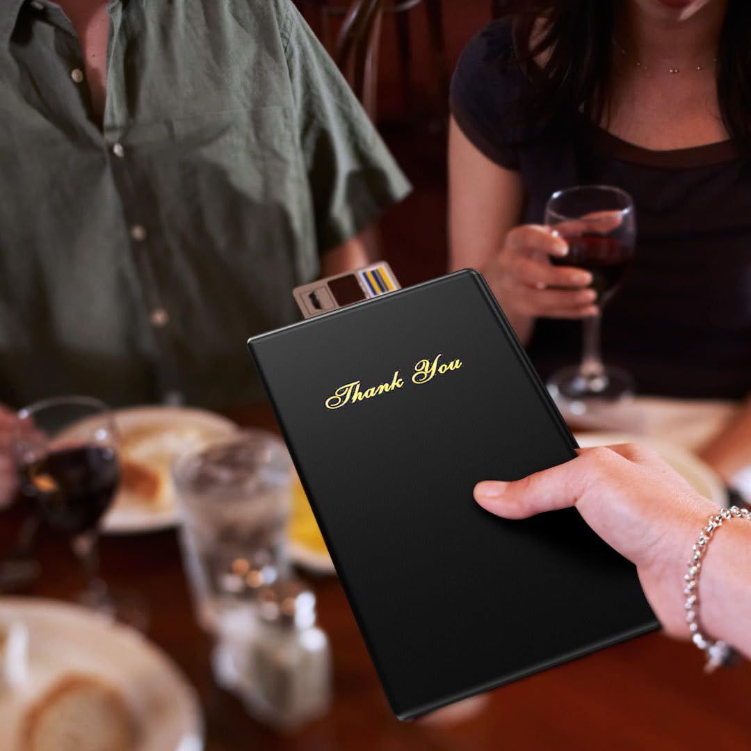 Professional Check Presenters for Restaurants - Black Server Checkbooks with Thank You Imprint for Smooth Payment Transactions, Restaurant Payment Book, and Foldable Tray Holders - 10 Pack