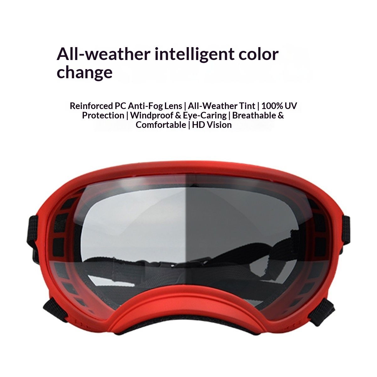 Dog Sunglasses Medium Breed, Dog Goggles UV Protection, Cycling Eye Protection for Large Dogs, Outdoors Breathable Windproof Dustproof Anti-Fog, Adjustable Straps, Cool Orange