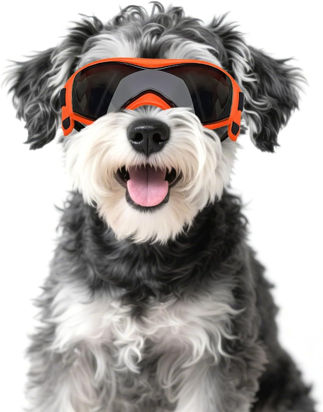 Dog Sunglasses Medium Breed, Dog Goggles UV Protection, Cycling Eye Protection for Large Dogs, Outdoors Breathable Windproof Dustproof Anti-Fog, Adjustable Straps, Cool Orange