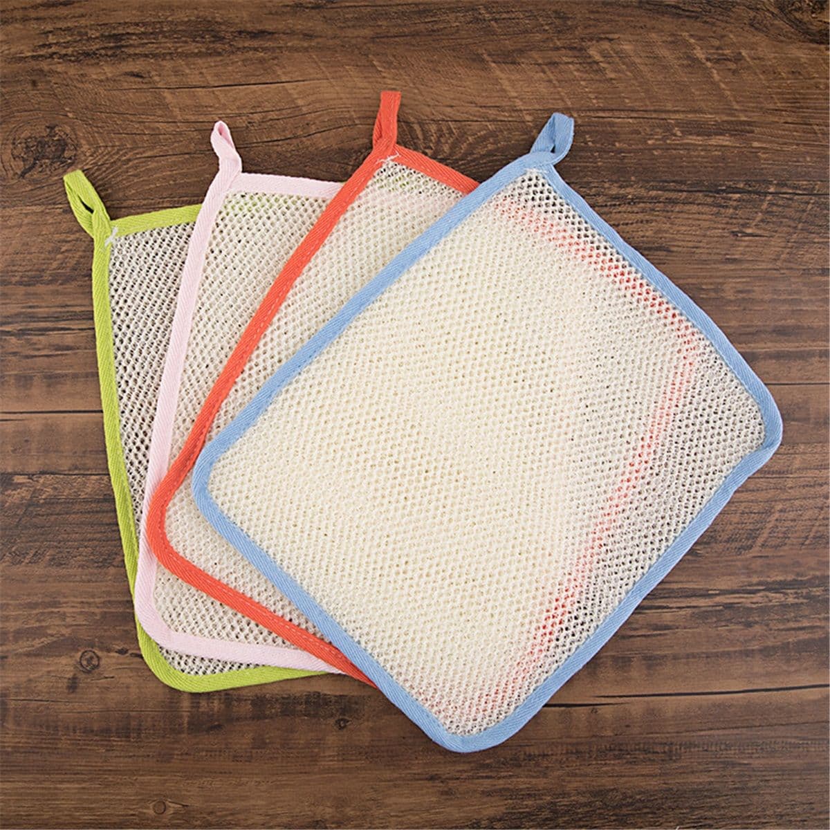 Exfoliating Wash Cloths 12 Packs Soft Weave Nylon Body and Face Bath Scrub Colorful Edge