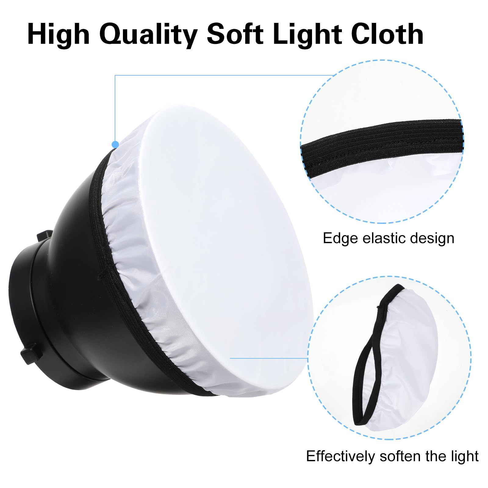 10Pack 7 inches/180mm Soft White Diffuser Sock, Softens The Light Output, Perfect for Studio Strobe Reflector, Portrait, Product Photography and Video Shooting