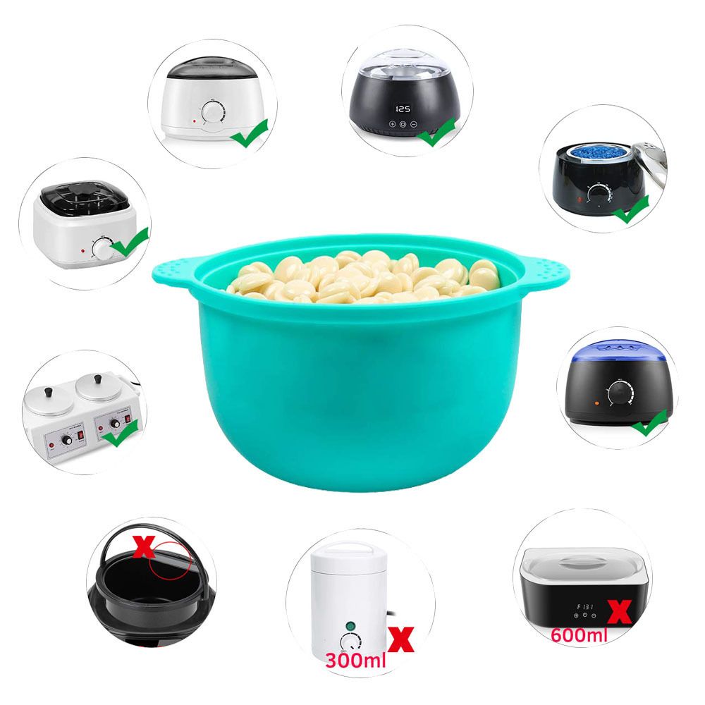 6 Pieces Silicone Wax Pot Replacement, 14 oz Wax Pot Insert for Hair Removal Wax Warmer Liner, Removable Waxing Bowl for Home Use, 500 ml