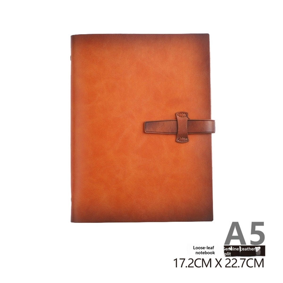 Refillable A5 Leather Binder Notebook, Reusable Leather Journal, Vintage Organizer with 6-Ring Binder, 160 Pages Lined Paper & Pocket, for Writers Business Work Study College and Daily, Light Brown