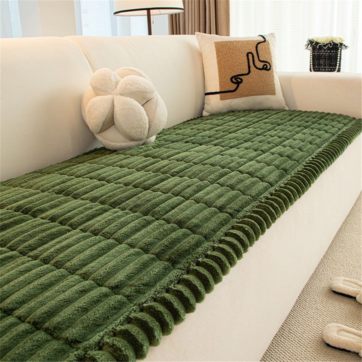 Pet Couch Cover Dogs Washable Non-Slip Couch Protector Pet Friendly Dog Mat for Couches and Sofas(27.6" x 59", Green)