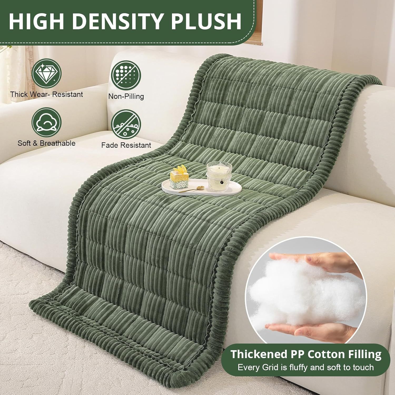 Pet Couch Cover Dogs Washable Non-Slip Couch Protector Pet Friendly Dog Mat for Couches and Sofas(27.6" x 59", Green)