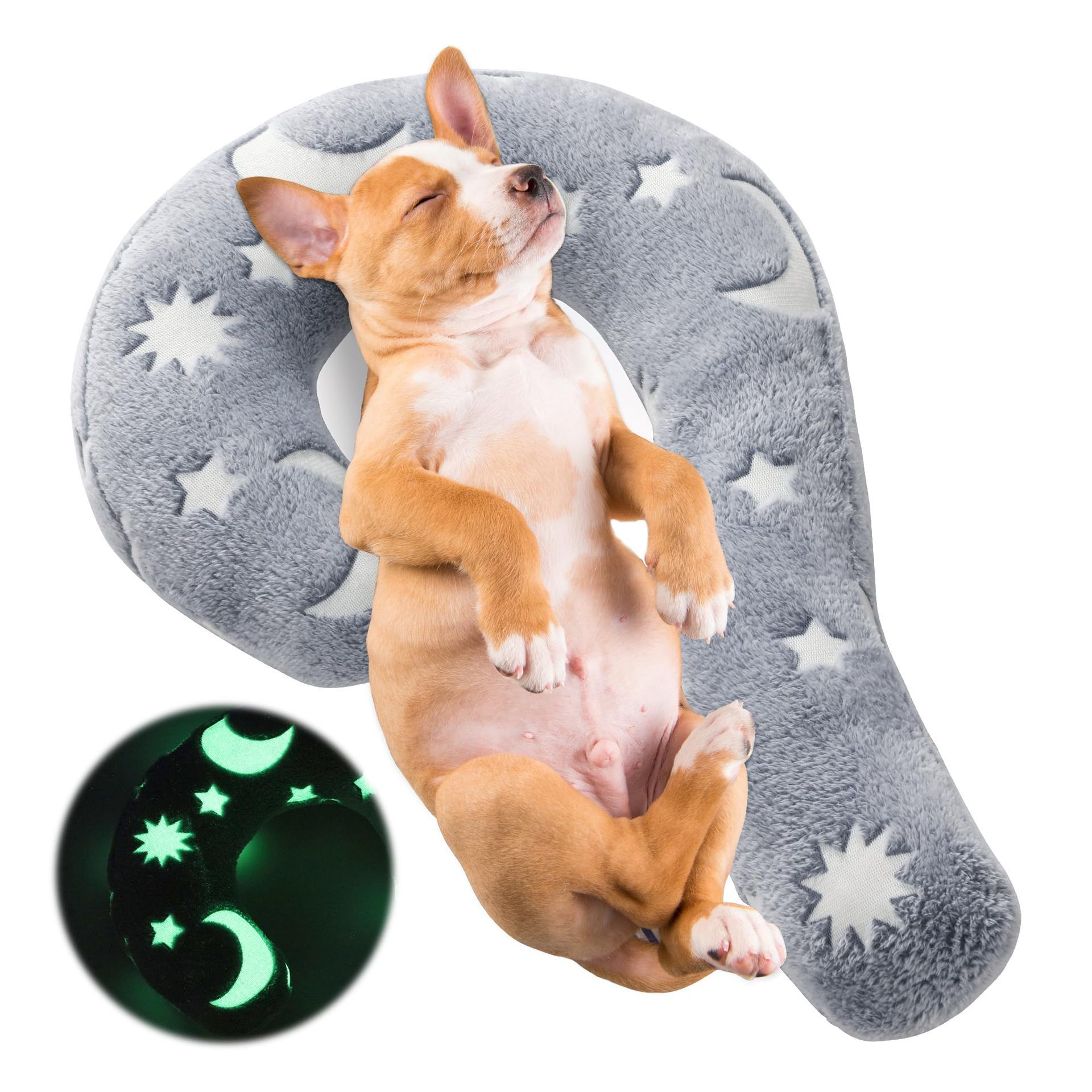 Dog Calming Pillow, Glow in The Dark Dog Put Head on, Soft Question Mark Pillows for Dogs, Kids, Adults, Washable Dog Bed Pillow, Cozy Dog Body Pillow Star Moon Question Pillow