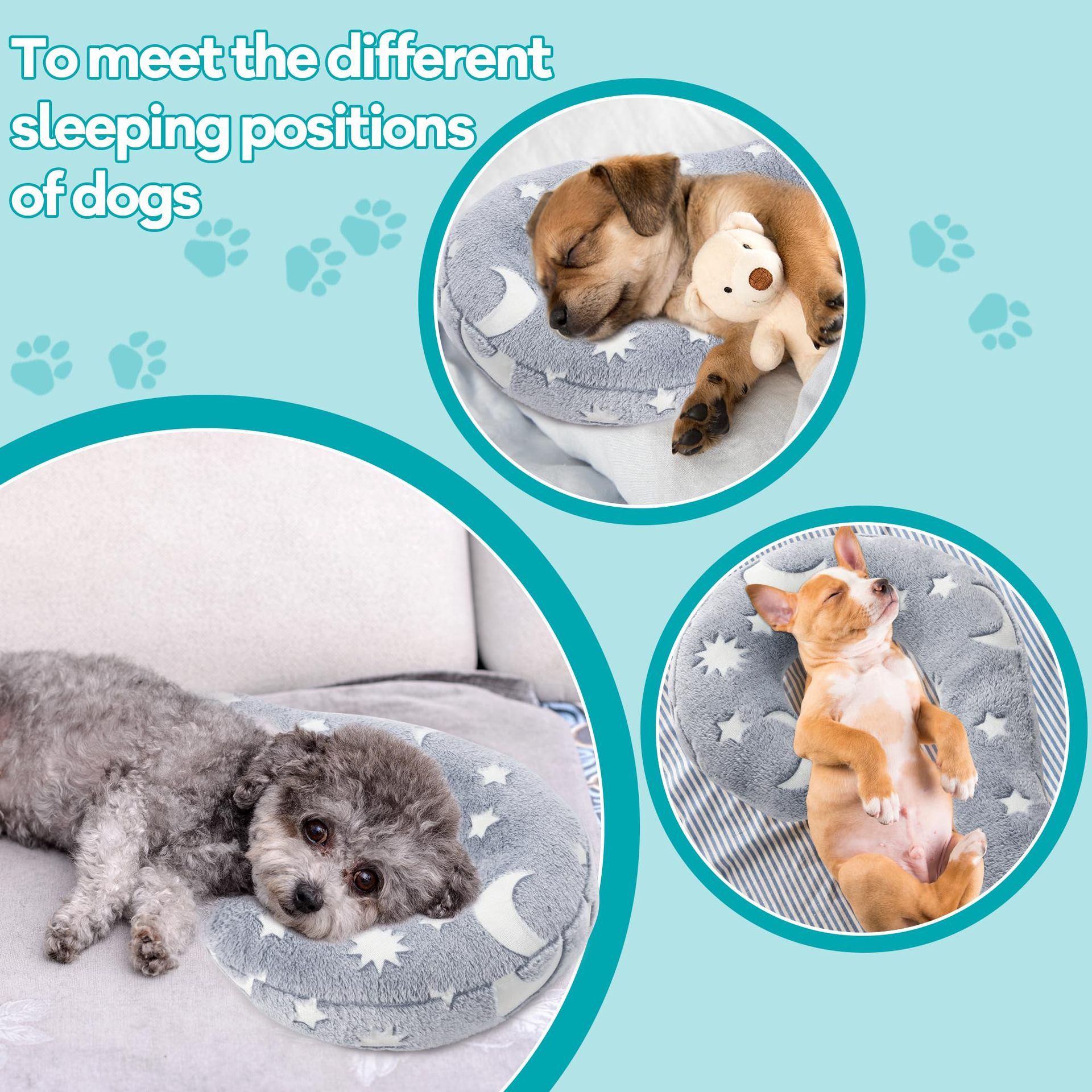 Dog Calming Pillow, Glow in The Dark Dog Put Head on, Soft Question Mark Pillows for Dogs, Kids, Adults, Washable Dog Bed Pillow, Cozy Dog Body Pillow Star Moon Question Pillow