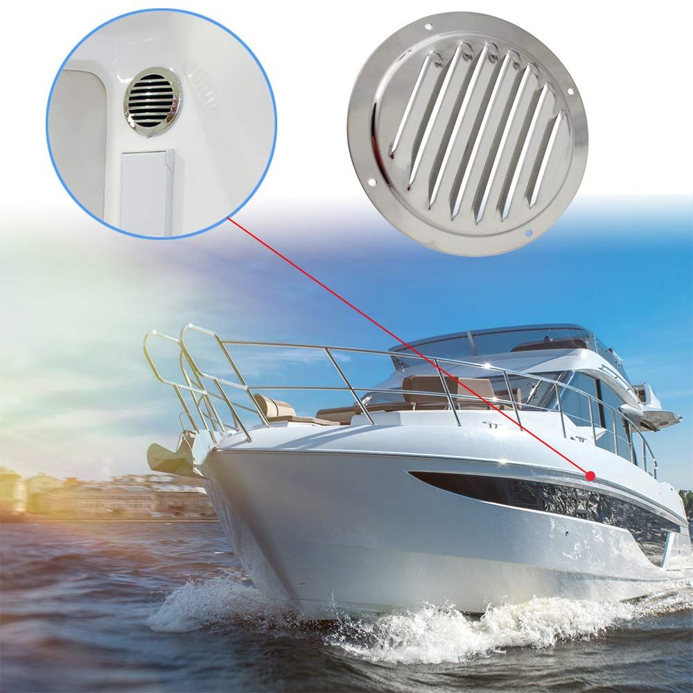 2 Pcs 5 " Round Louvered Air Vent, 316 Stainless Steel Marine Boat Vent Cover,louver, and air outlet, exhaust vent