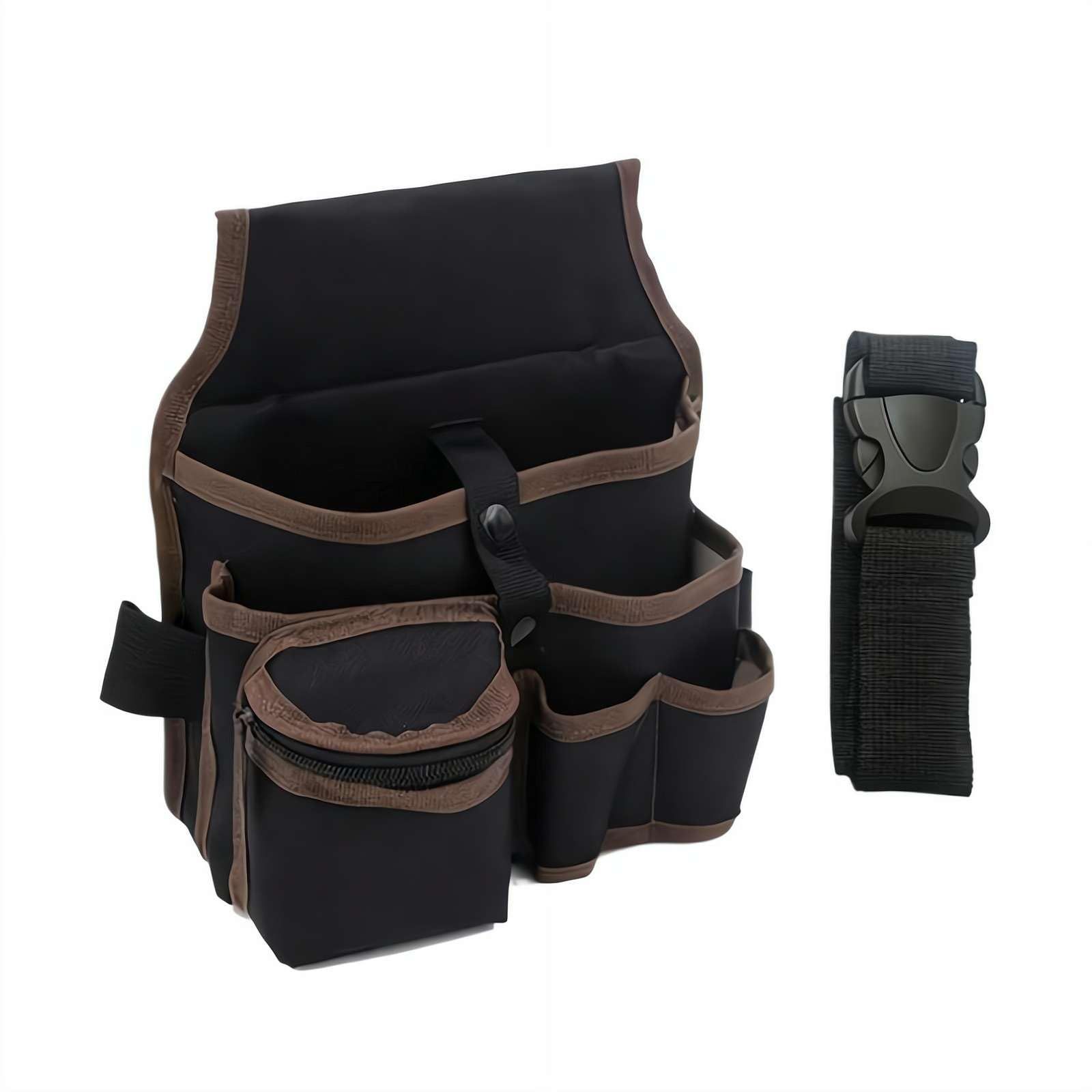 Multifunctional Tool Storage Bag - Tool Bags Roll Up, Oxford Cloth Multi-Pocket Organizer for Electrician, Automotive and Gardening Tools, Adjustable Waist Bag(Brown)