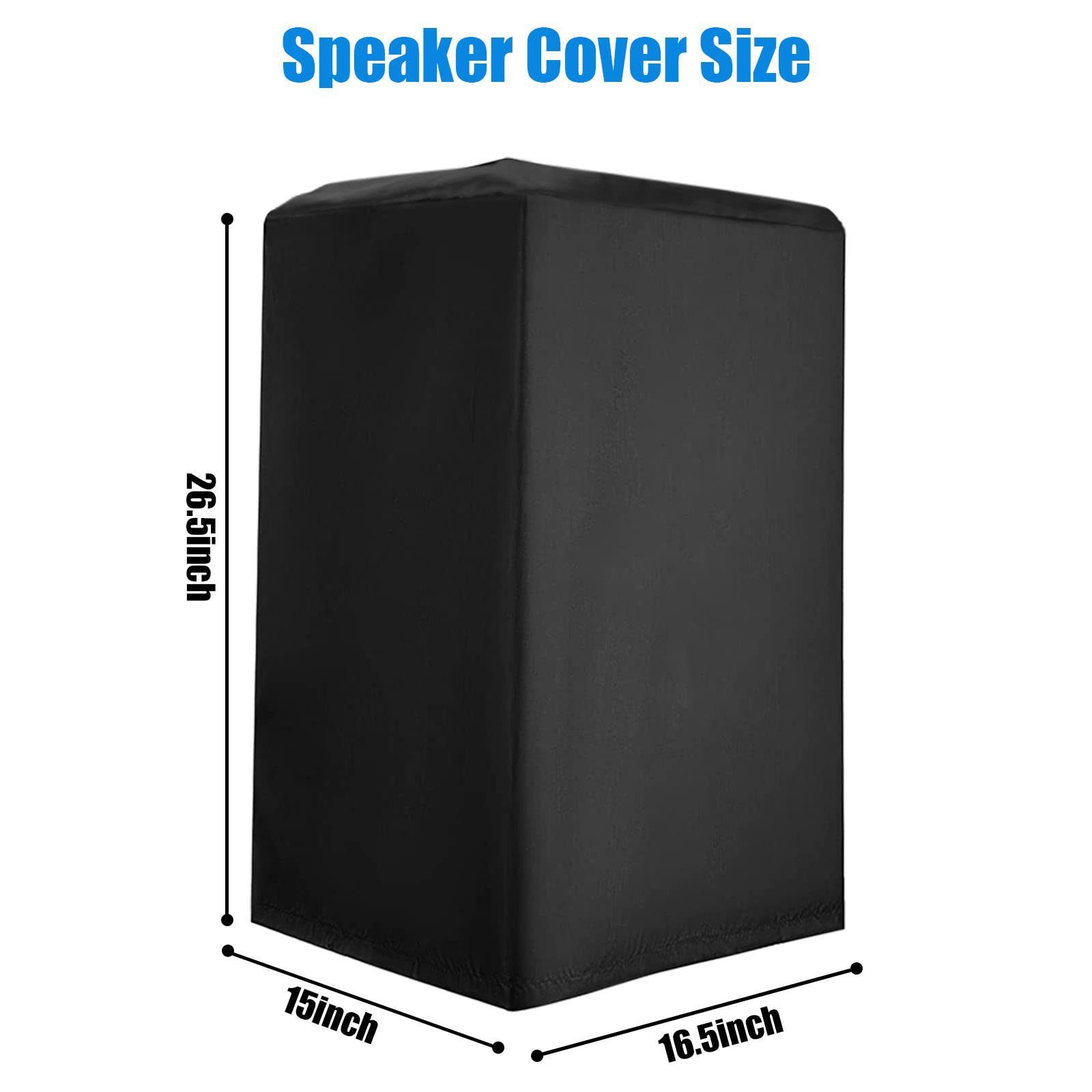 Outdoor Speaker Covers UV Protection Water Resistant Dustproof 210D Oxford Cloth Dustproof and waterproof bottom with a drawstring(Black 42*38*67cm)