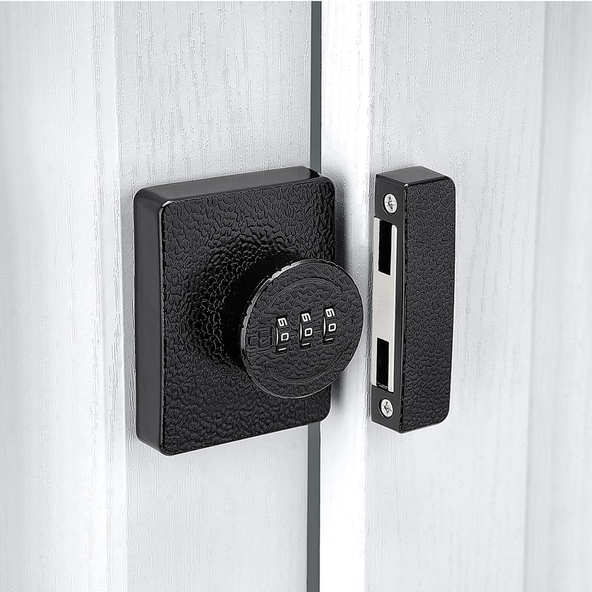 Closet Locks for Double Doors -3-Digit Keyless Cabinet Locks with Combination for Bifold Sliding Closet Door Lock with Code for Cupboard Pantry Barn Shed Door Black 1 Pack