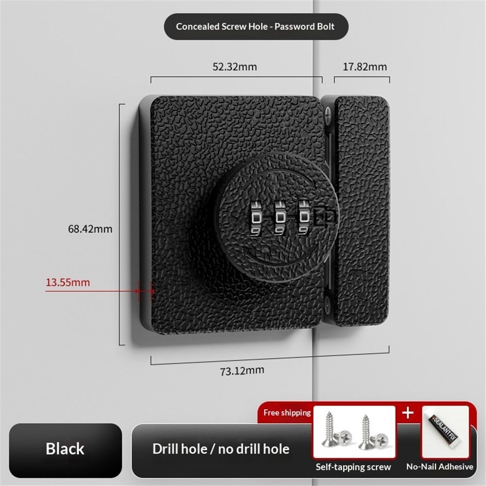 Closet Locks for Double Doors -3-Digit Keyless Cabinet Locks with Combination for Bifold Sliding Closet Door Lock with Code for Cupboard Pantry Barn Shed Door Black 1 Pack