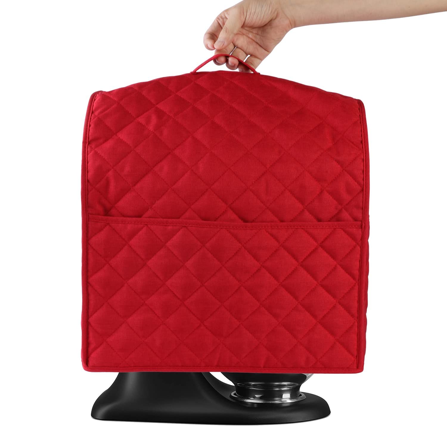Stand Mixer Dust Proof Cover, Kitchen Mixer Accessories with Pockets and Handle, Waterproof(Red)
