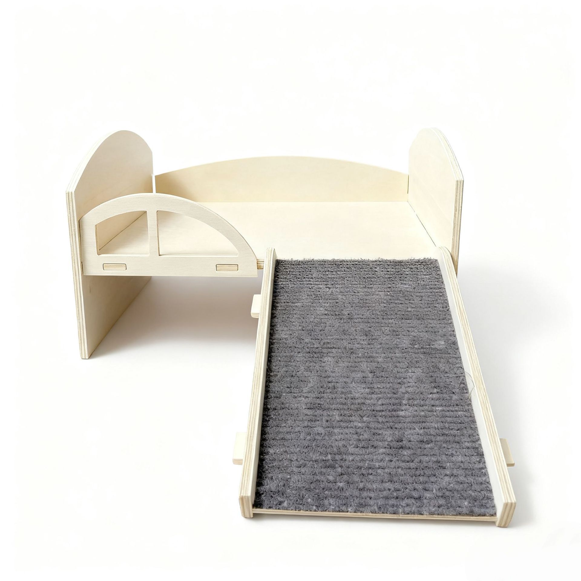 Wooden Guinea Pig Rabbit Bed with Stable Stairs & Mat Castle for Dwarf Rabbit Chinchillas Hamster Ferret for Fun（Right staircase）
