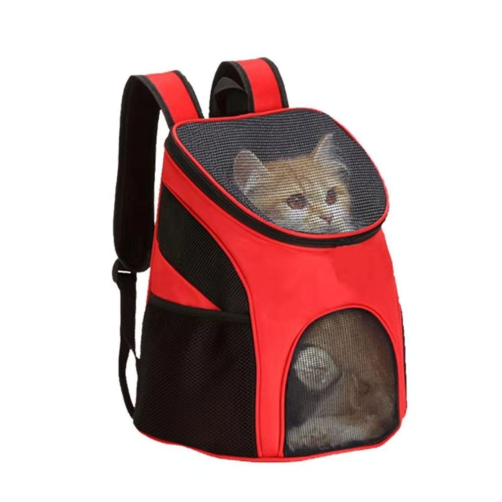 Small Dogs and Cat Backpack Carrier,Pet Backpack Carrier, Ventilated, Safety Strap, Buckle Support Designed for Hiking Travel Camping Outdoor, Red