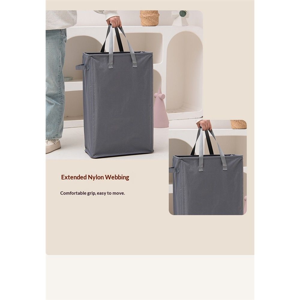Ultra thin laundry basket, narrow laundry basket with handle, foldable, portable storage box for dirty clothes (dark gray 39*19*60)