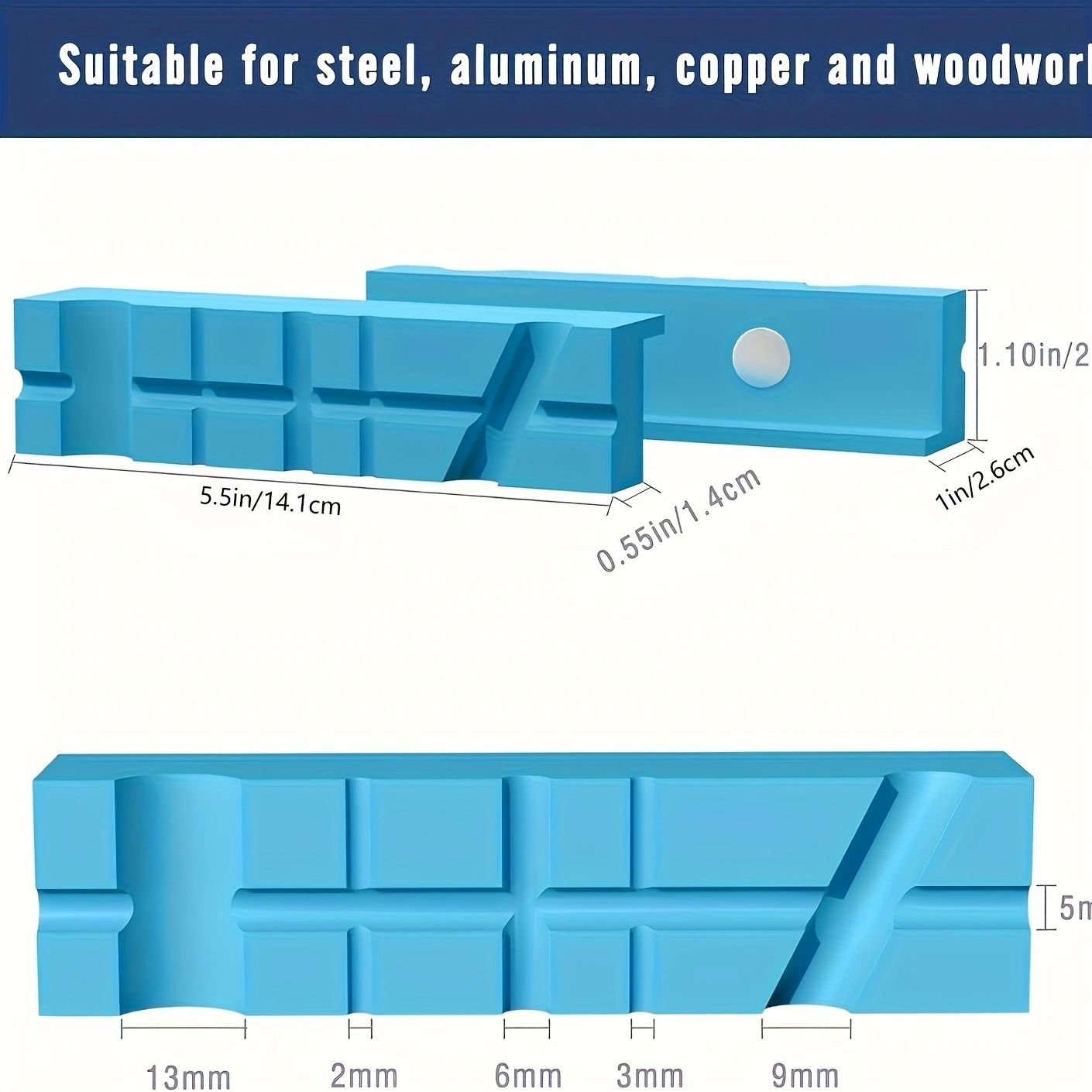 5.5" Jaws, Magnetic Universal Soft Jaws Pads, with Multiple Angle Grooves Design, Multipurpose - Use on any Metal Vise, Used for woodworking, golf, jewelry making, piping (1 pair)
