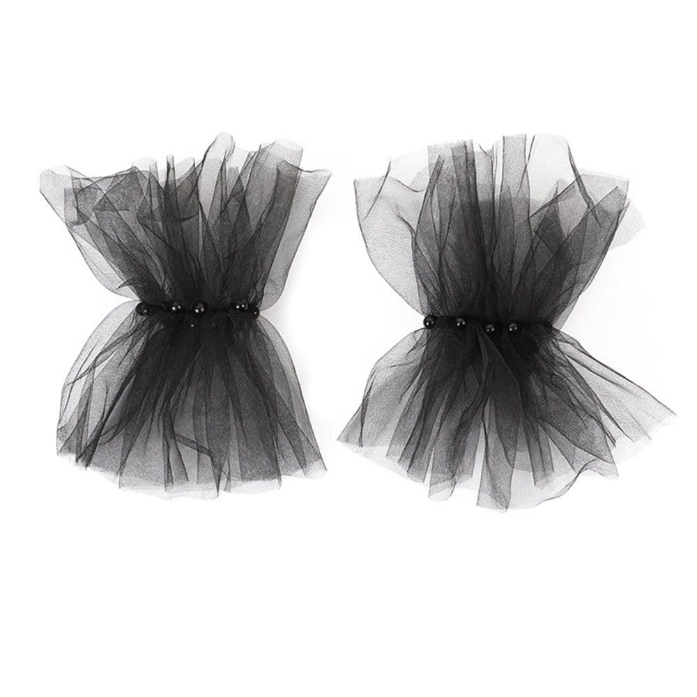Mesh sleeves, European and American bridal gloves, dark black nail beads, fashionable Halloween accessories（black）