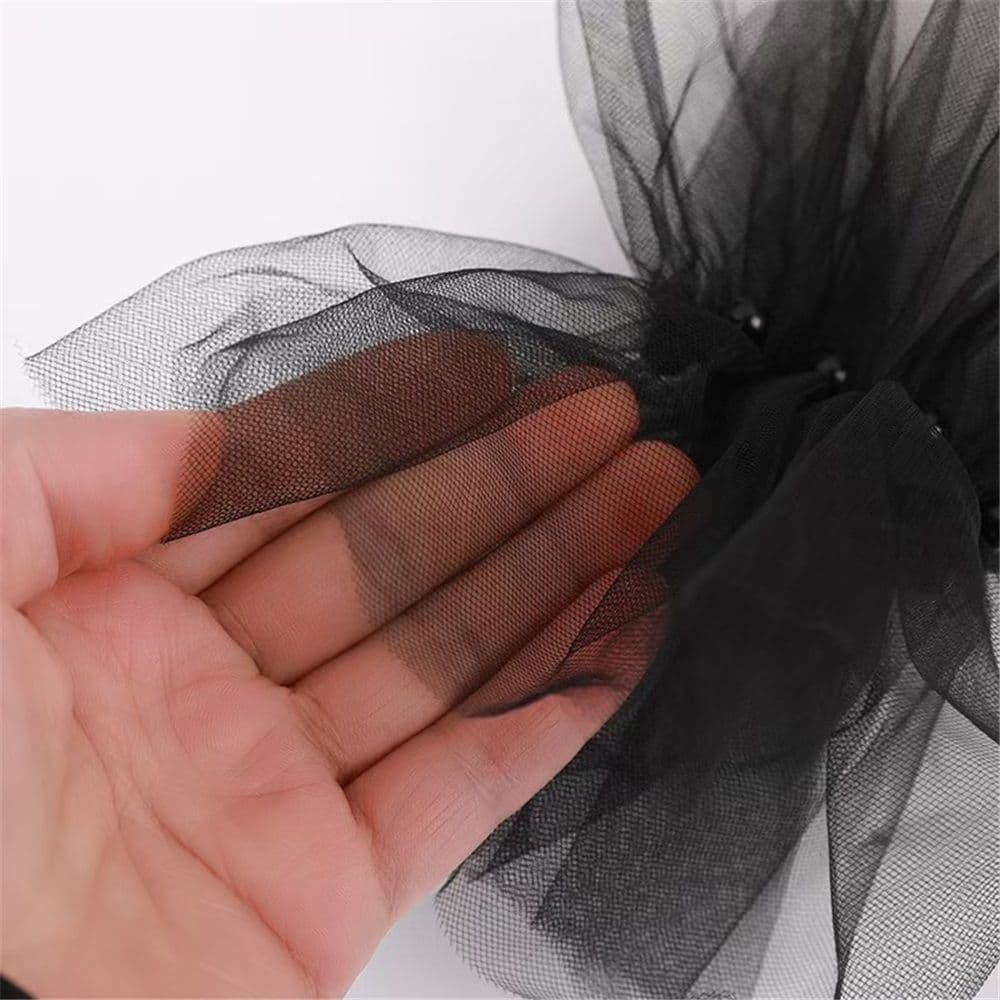Mesh sleeves, European and American bridal gloves, dark black nail beads, fashionable Halloween accessories（black）