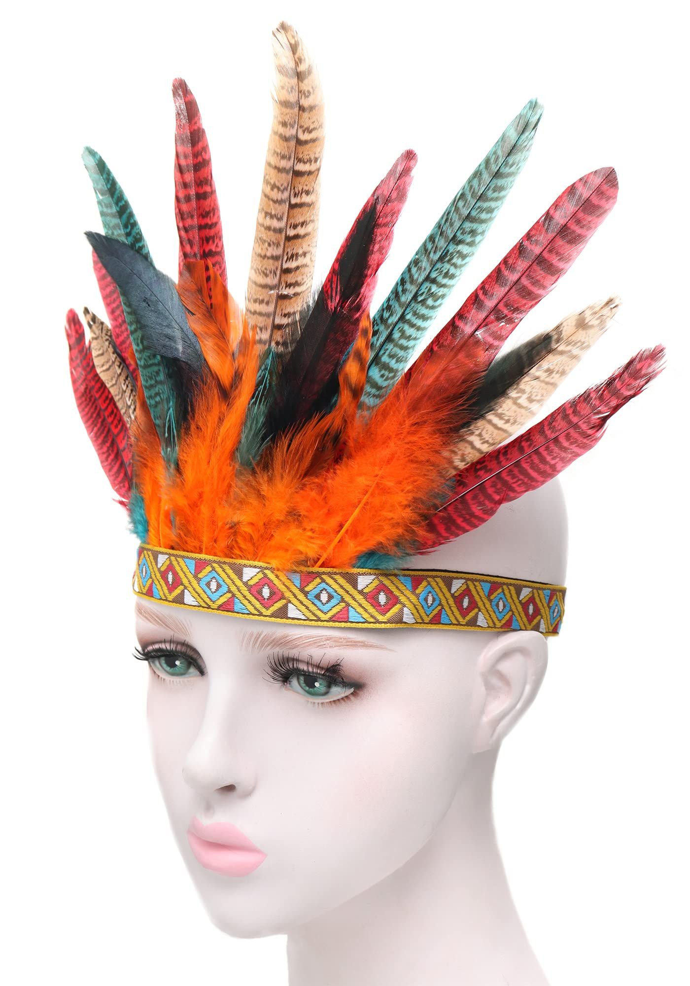 Peacock Feather Headband Headpiece Fascinator Headdress Cosplay Headwear Stage photography runway props（55-60CM）