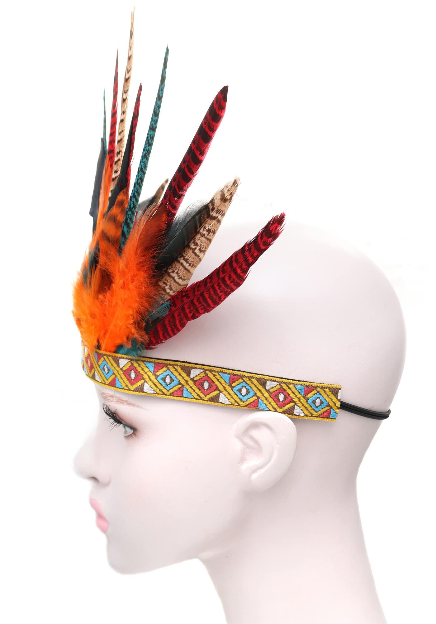 Peacock Feather Headband Headpiece Fascinator Headdress Cosplay Headwear Stage photography runway props（55-60CM）