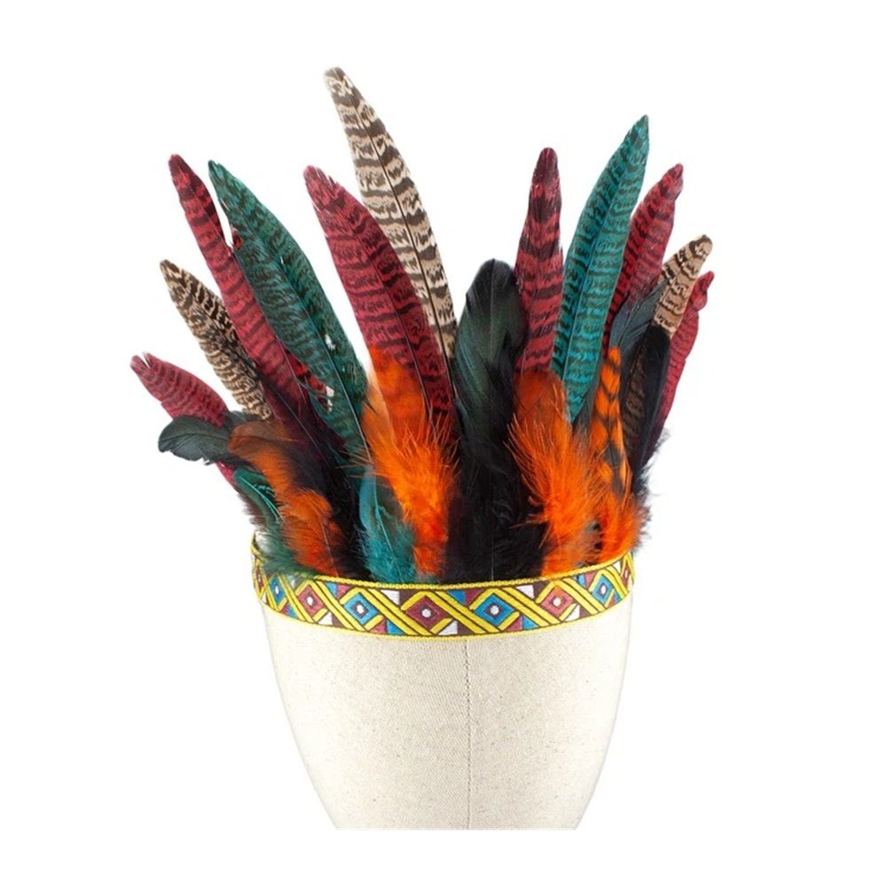 Peacock Feather Headband Headpiece Fascinator Headdress Cosplay Headwear Stage photography runway props（55-60CM）