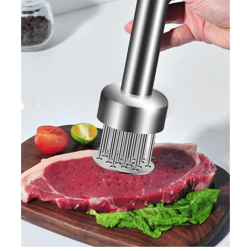 Meat Tenderizer Tool, 304 Stainless Steel, with 21 Needles & Retractable Safety Guard, for Tenderizing Beef, Turkey, Chicken, Steak, Dishwasher Safe