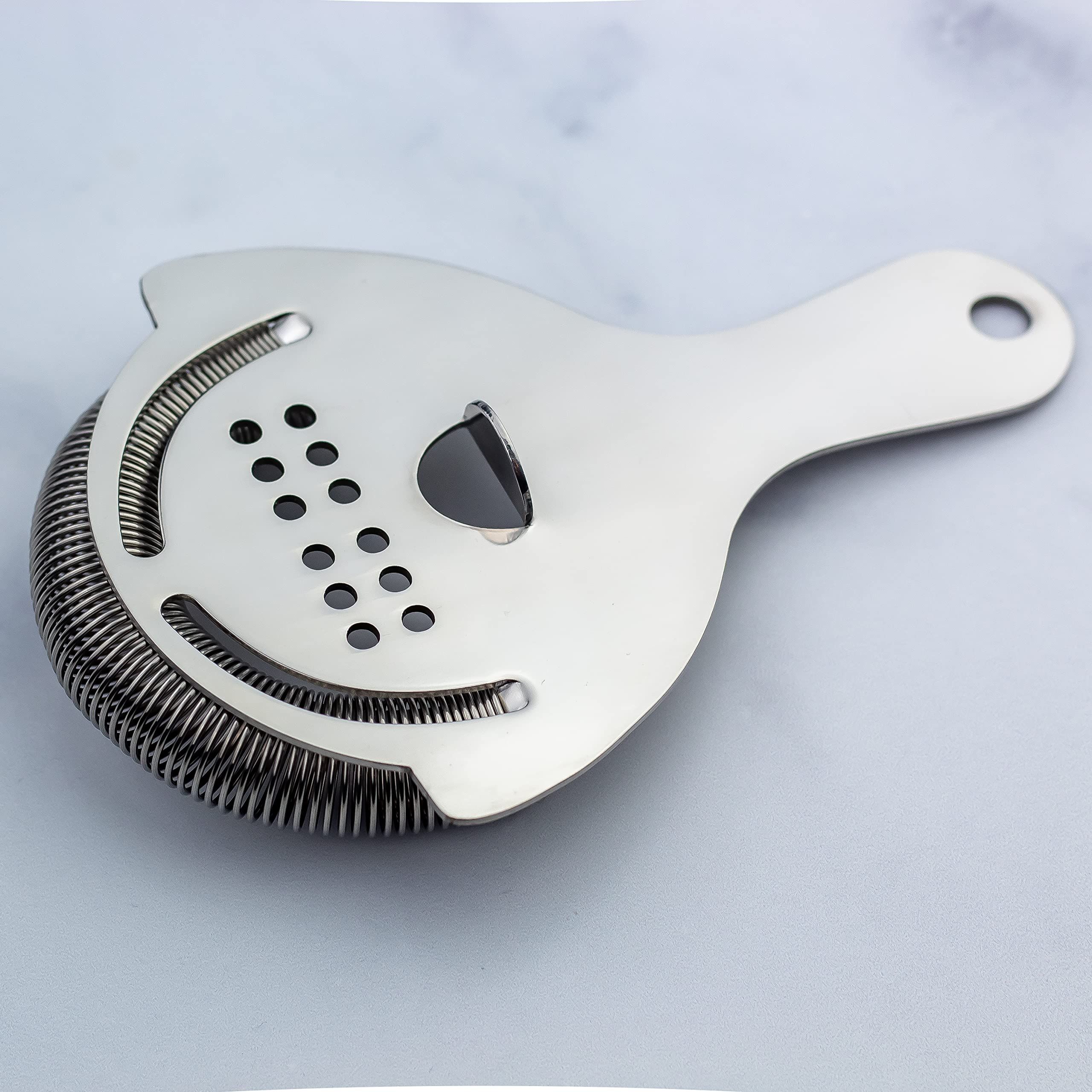 Stainless Steel Cocktail Strainer with High Density Spring | Mirrored Finish - Effortless Straining for Shakers & Mixing Glasses, One Strainer（Large ice filter）