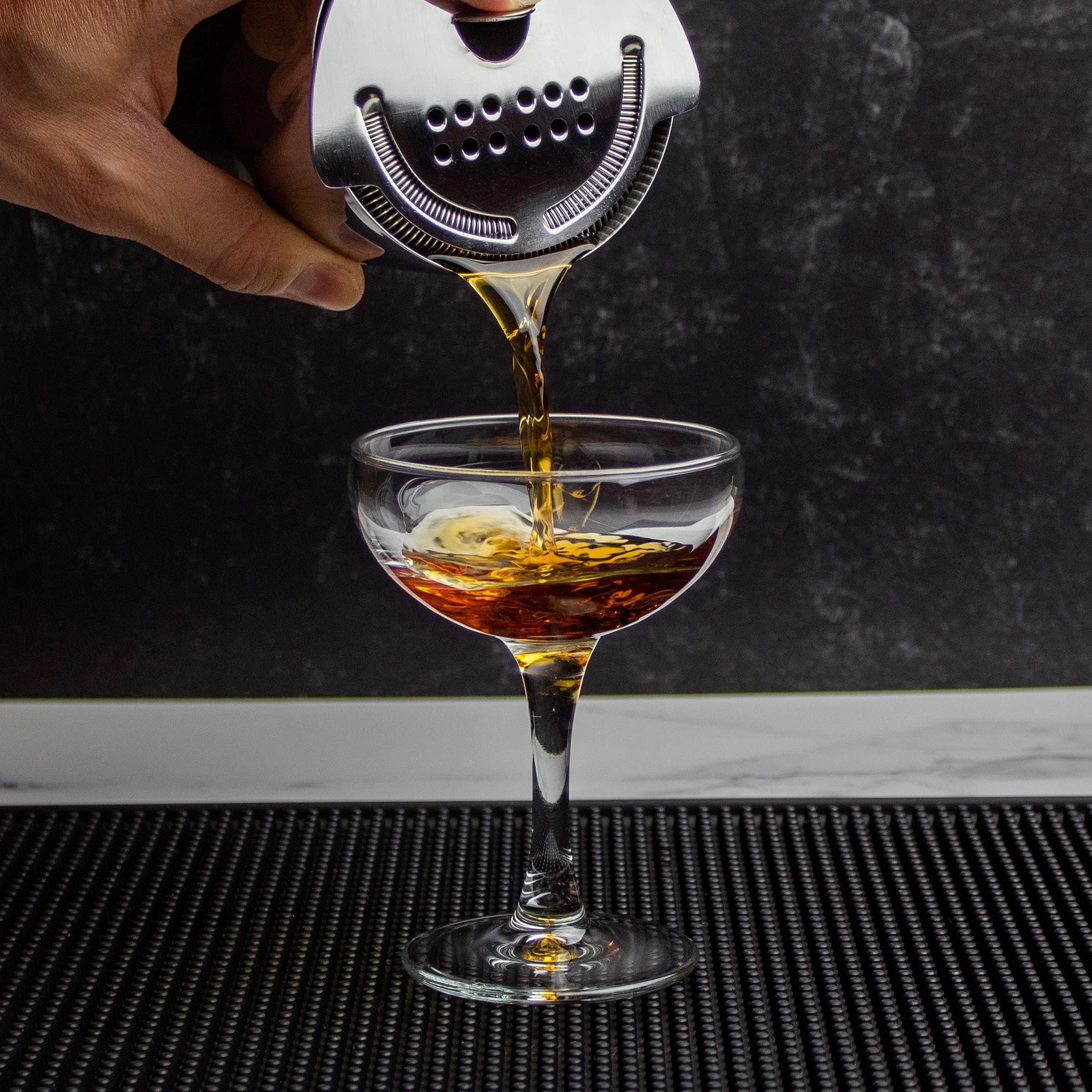 Stainless Steel Cocktail Strainer with High Density Spring | Mirrored Finish - Effortless Straining for Shakers & Mixing Glasses, One Strainer（Large ice filter）