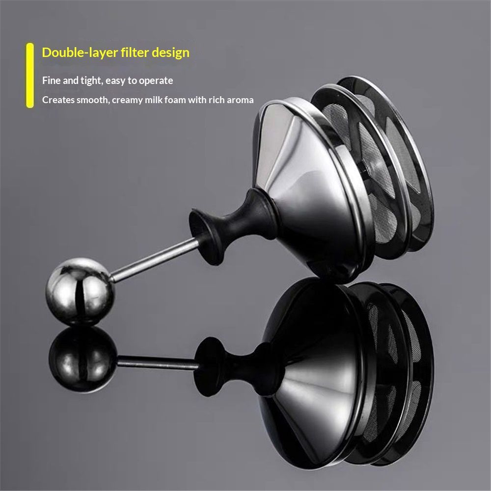Milk Frother, 304 Stainless Steel Manual Milk Foamer, Handheld Coffee Milk Frothing Pitchers, Manual Operated, for Cappuccino Coffee Latte Hot Chocolate(400ML)