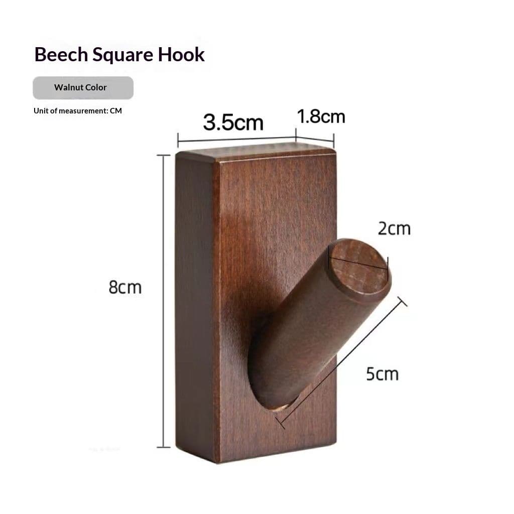 Wall-Mounted Coat Rack 4 Pack Heavy Duty Adhesive Hooks Beech Wood Black Walnut