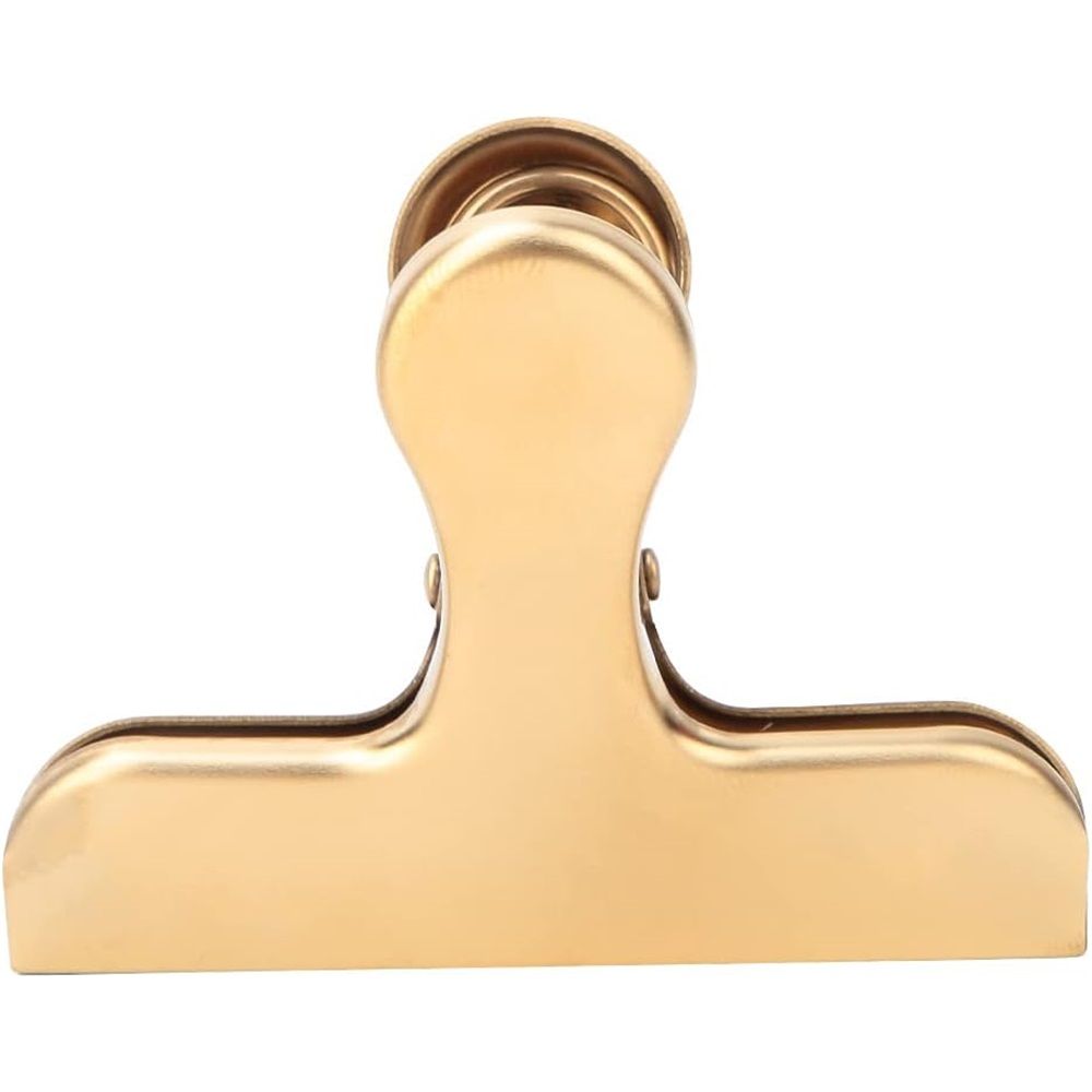 2pcs Metal sealing clip, stainless steel dovetail clip, food clip, bill clip, office folder, stationery clip（golden）