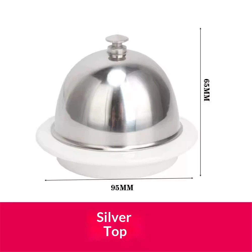 Ceramic Butter Dish with Stainless Dome Cover, Cheese Dish with Lid, Small Cheese Plate Serving Tray with Silver Handled Lid for Countertop, Dessert, Cupcake
