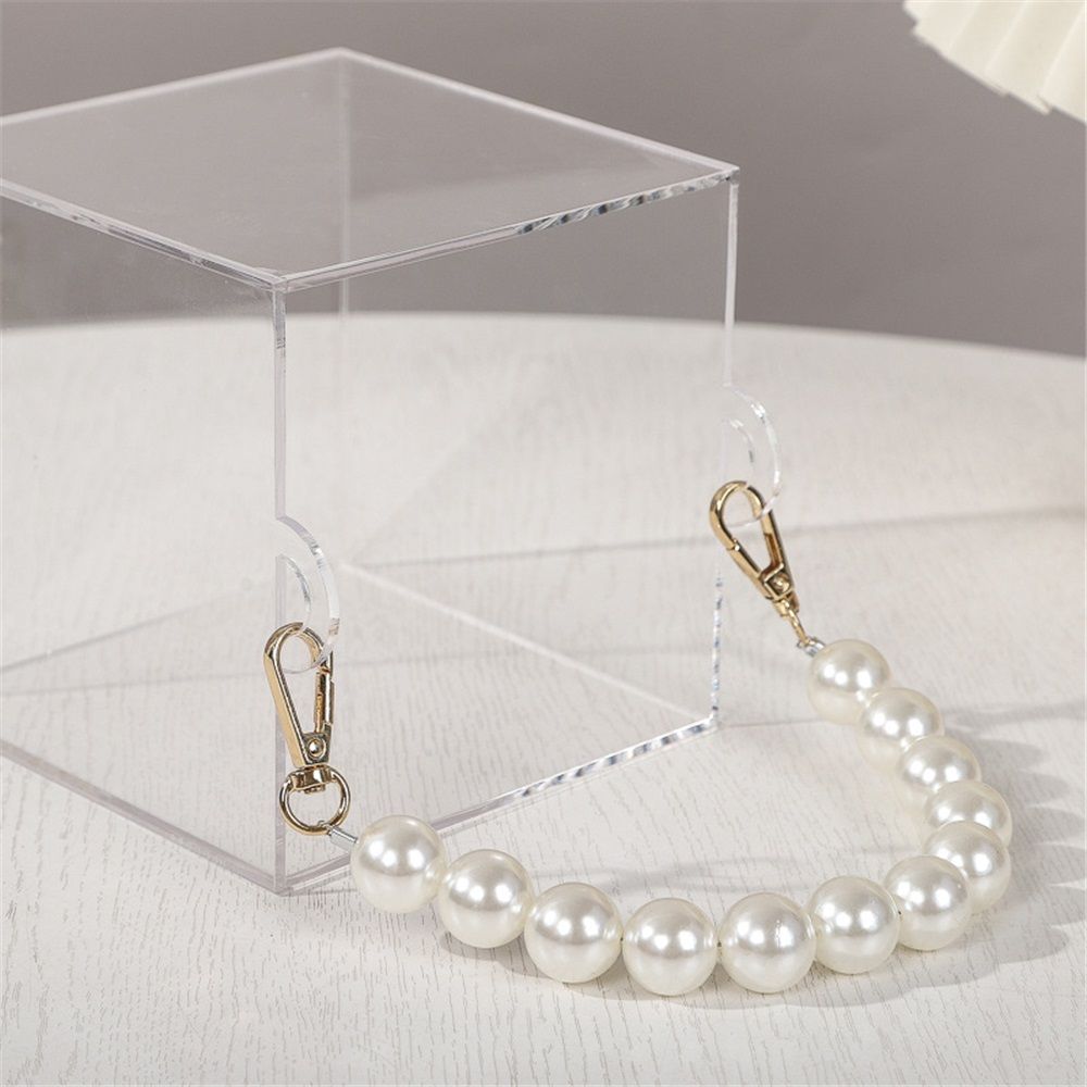 Transparent Wedding Gift Storage Girl's Flower Basket Transparent Flower Basket Wedding Pearl Handle Gift Box (12 * 12 * 12cm)