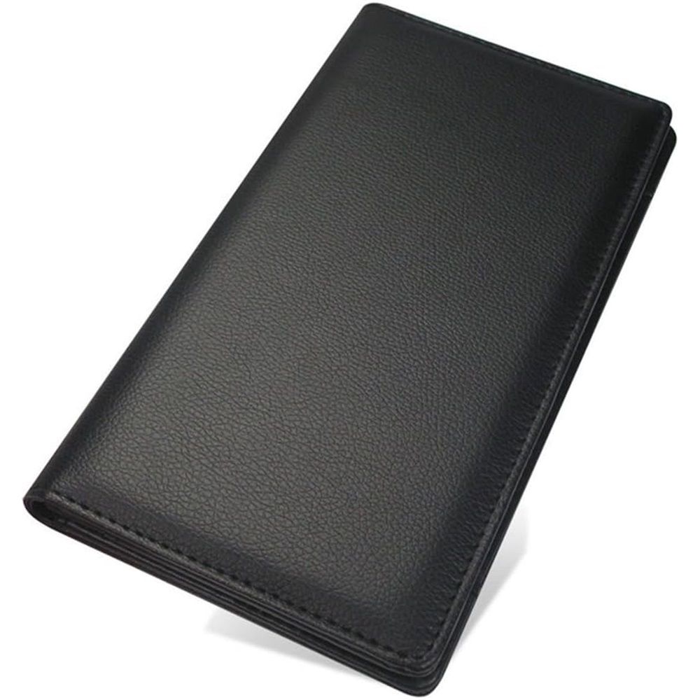 Leather Menu Folder Presenter Guest Check Book Holder Money Pocket Fit Server Apron with Pen Clip for Hotel Bar Salon KTV Restaurant(Black)