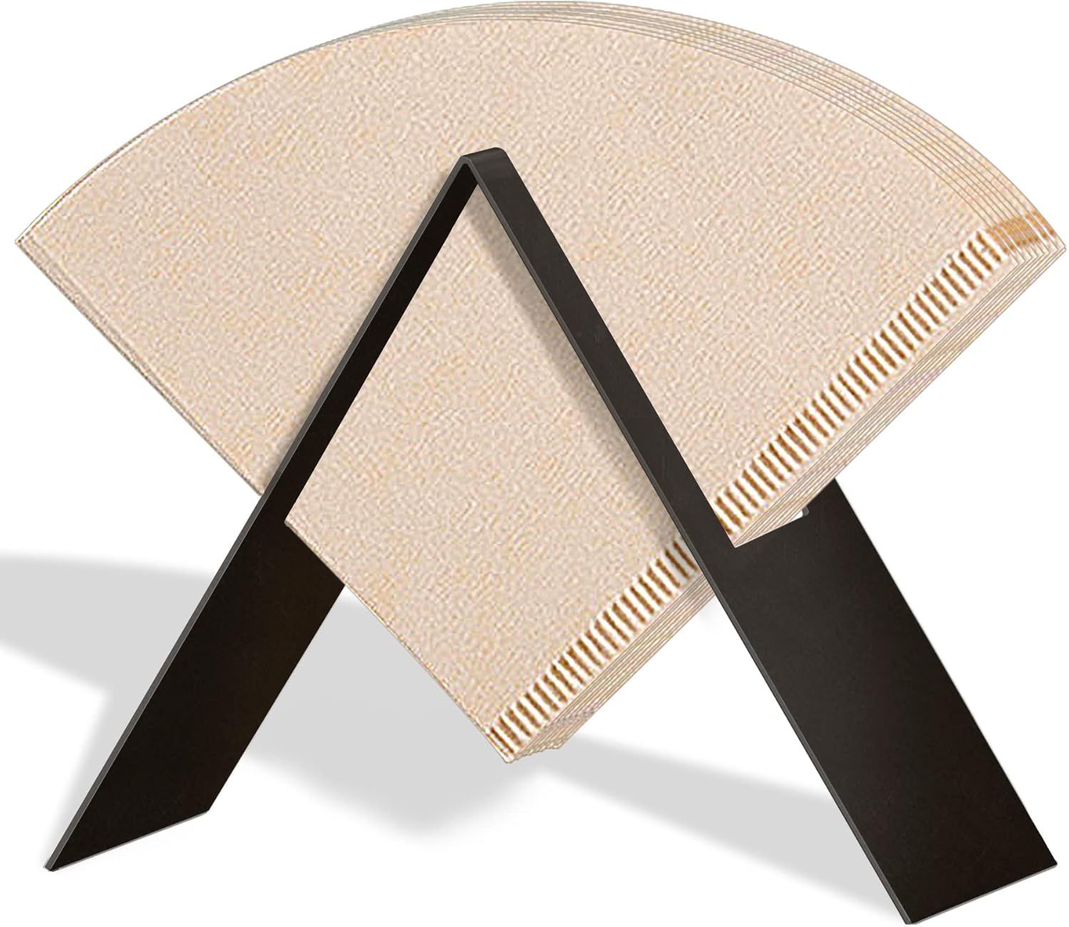 Single Slot Coffee Filter Paper Holder, Stainless Steel Storage Rack, with V-Shaped Design, for Coffee Accessories, for Most Standard-V60 and Cone Filter Papers, （black）