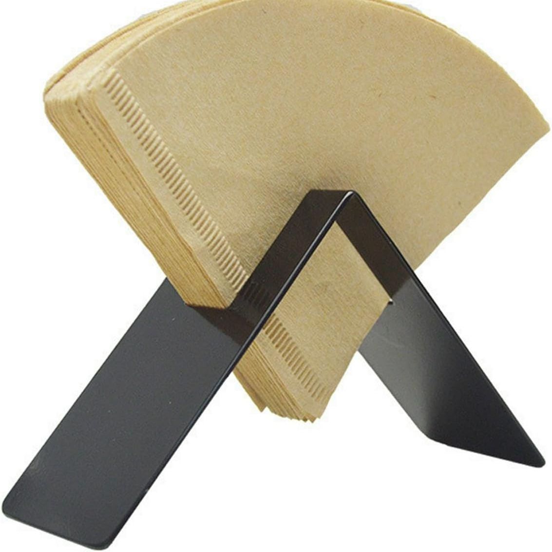 Single Slot Coffee Filter Paper Holder, Stainless Steel Storage Rack, with V-Shaped Design, for Coffee Accessories, for Most Standard-V60 and Cone Filter Papers, （black）