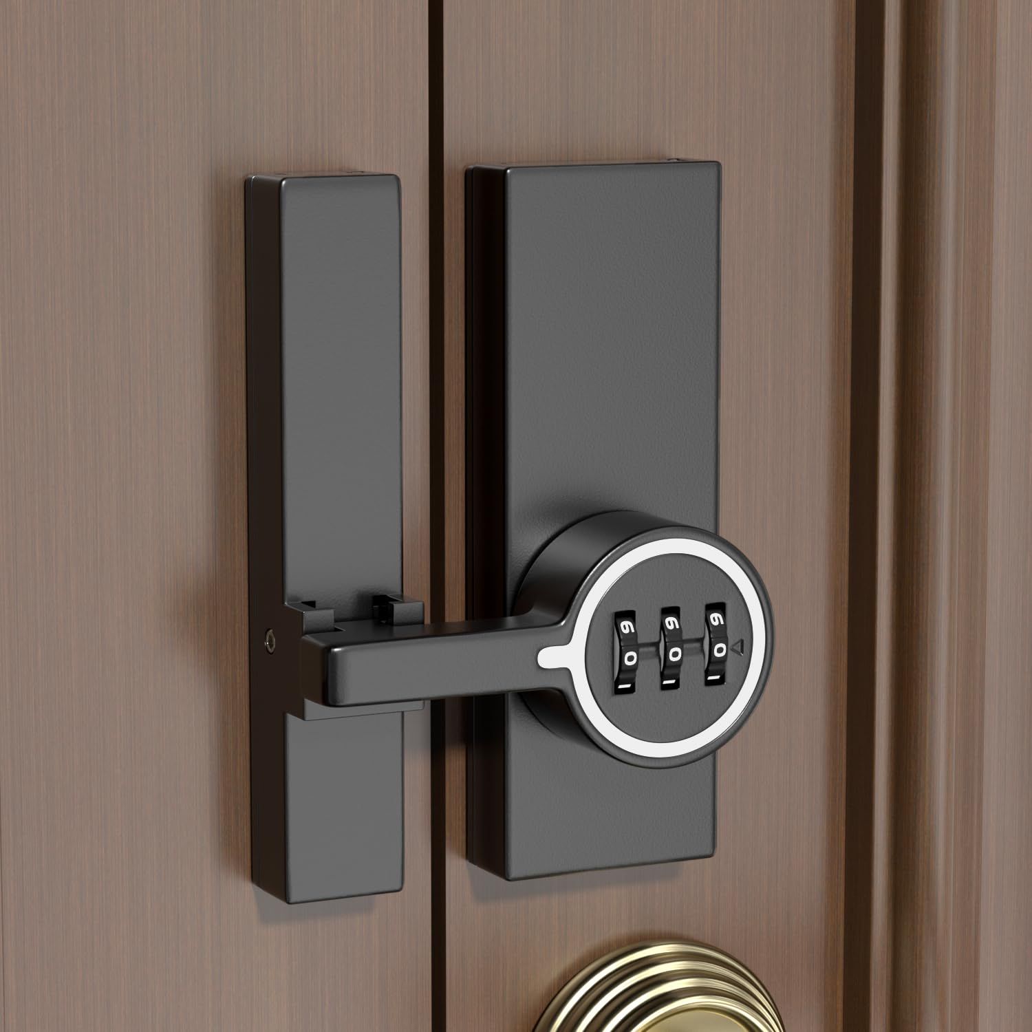 Black (Luminous) 180 Degree Barn Door Lock,3 Digit Password Keyless,Mechanical Password Lock,Flip Latch with Combination,for Barn Door,