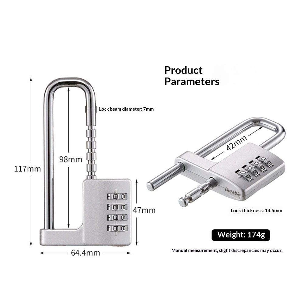Gym Locker Lock Code Long Adjustable Shackle Lock for, School, Gym, Fences,Child Proof Sliding Code Locks Baby Safety U Shaped for Knob Handle Drawers Closet (Silver)