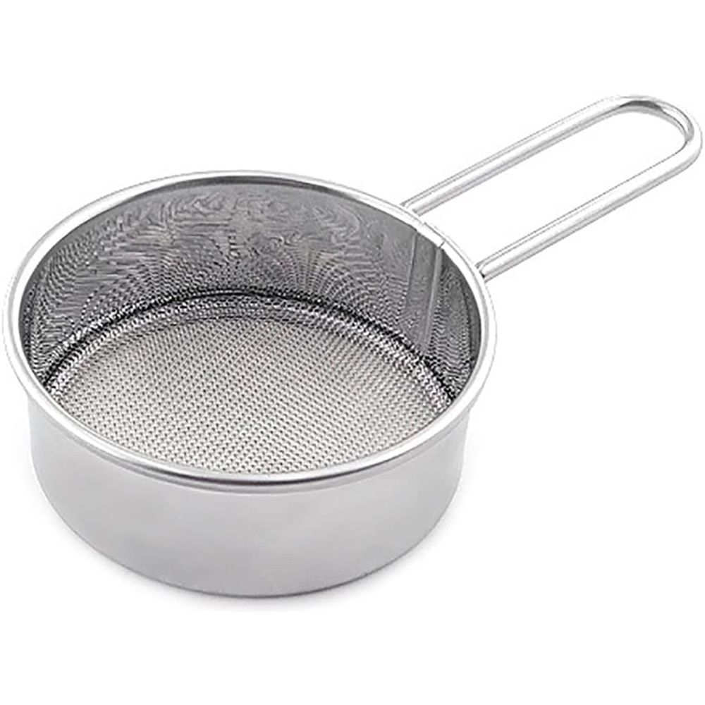 2pcs Small Strainer, Flour Colander Mini Small Flour Sifter for Baking Powder Sugar Coffee Pastas Tea, Stainless Steel Food Strainer Mini Sifter with Handle