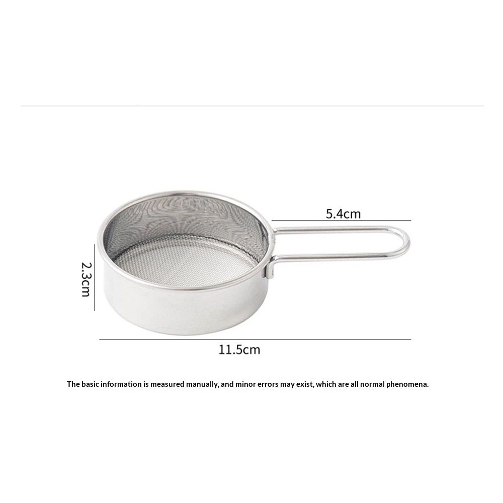2pcs Small Strainer, Flour Colander Mini Small Flour Sifter for Baking Powder Sugar Coffee Pastas Tea, Stainless Steel Food Strainer Mini Sifter with Handle