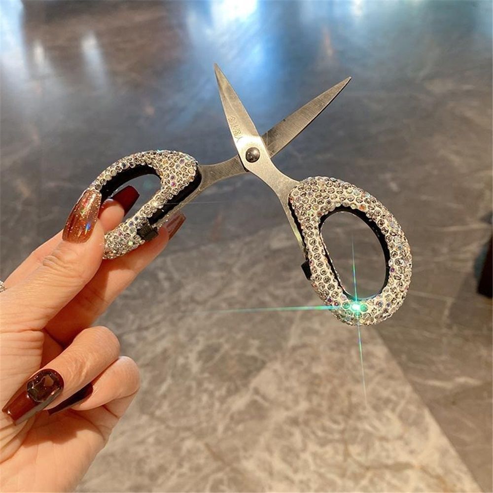 2pcs Glittering scissors - stainless steel cute white scissors sharp blade Paper Cuttings tool, suitable for school, family and handicraft