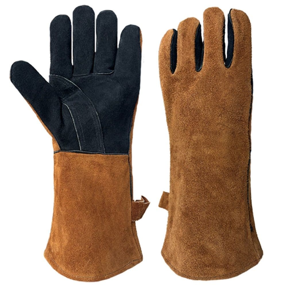 Fireplace Gloves Heat Resistant Cowhide Comfortable Flexible Design Fireproof Stitching