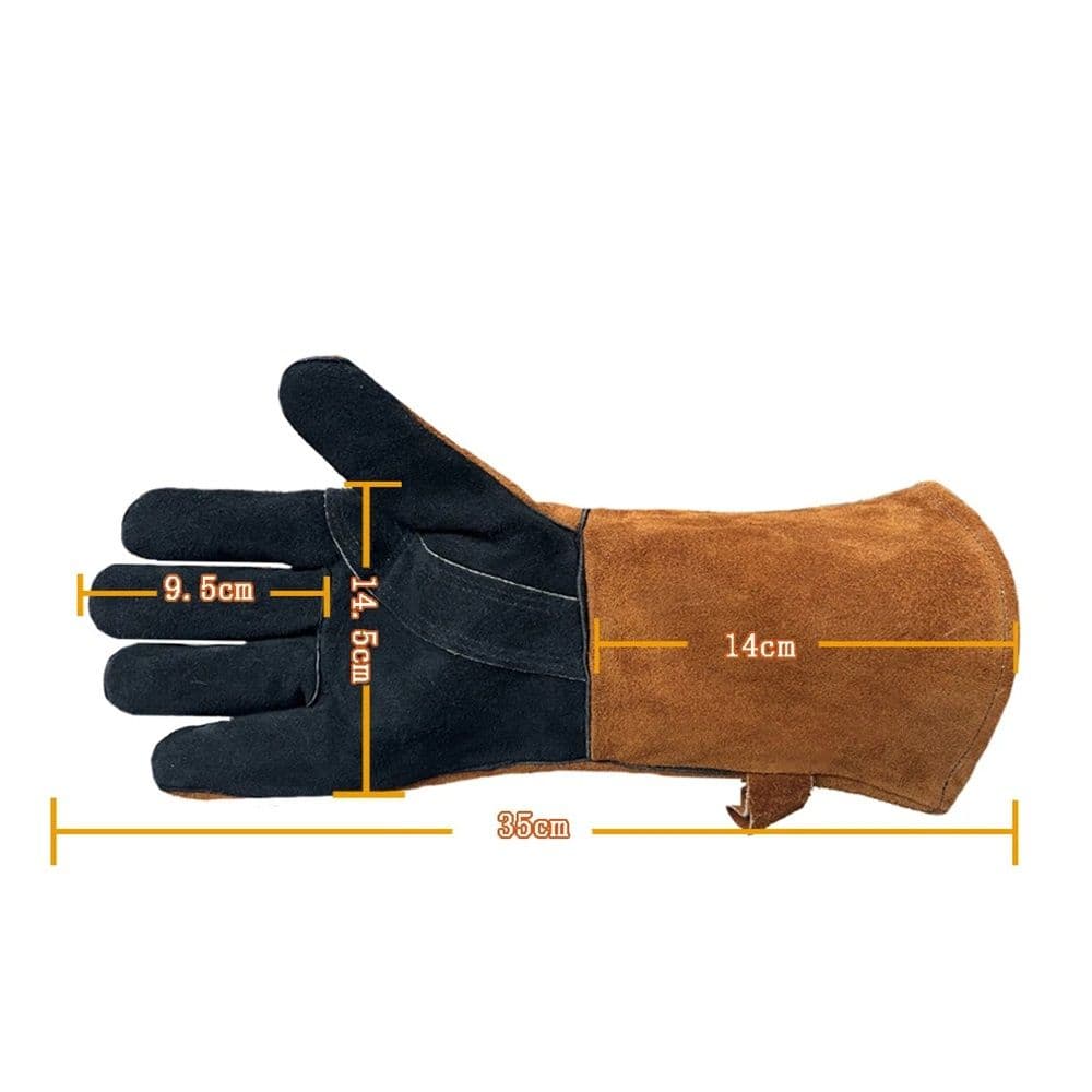 Fireplace Gloves Heat Resistant Cowhide Comfortable Flexible Design Fireproof Stitching
